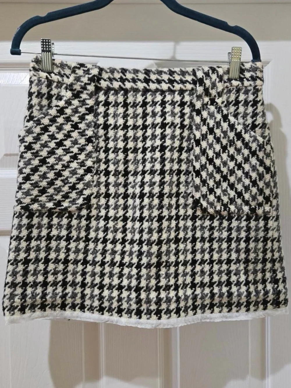 J. Crew Black and White Houndstooth Mini Skirt
